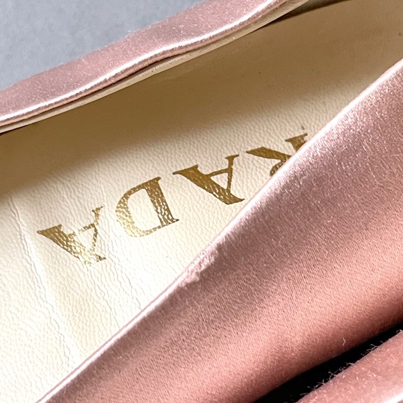 PRADA pink satin ballet flats w/ gold color buckle engraved with PRADA - Picture 13 of 14